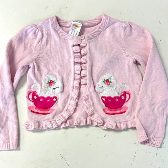 Gymboree Embroidered Teacup Cardigan Sweater Time For Tea 5 - Picture 1 of 7